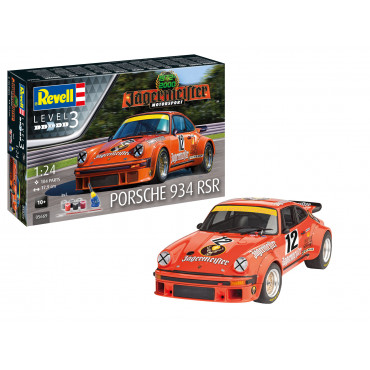 KIT PARA MONTAR REVELL GIFT SET JÄGERMEISTER MOTOR SPORT 50TH ANNIVERSARY PORSCHE 934 RSR 1/24 104 PEÇAS COMPLETO COM TINTAS COLA E PINCEL REV 05669